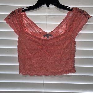 Charlotte Russe Pink Lace Crop top